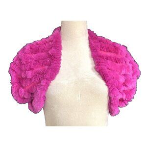 BCBG Max Azria HOT PINK Knit Rabbit Fur Shrug Cover Up